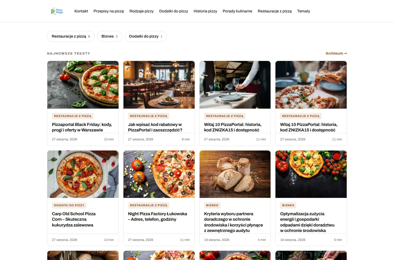 Strona główna portalu pysznapizza.com.pl